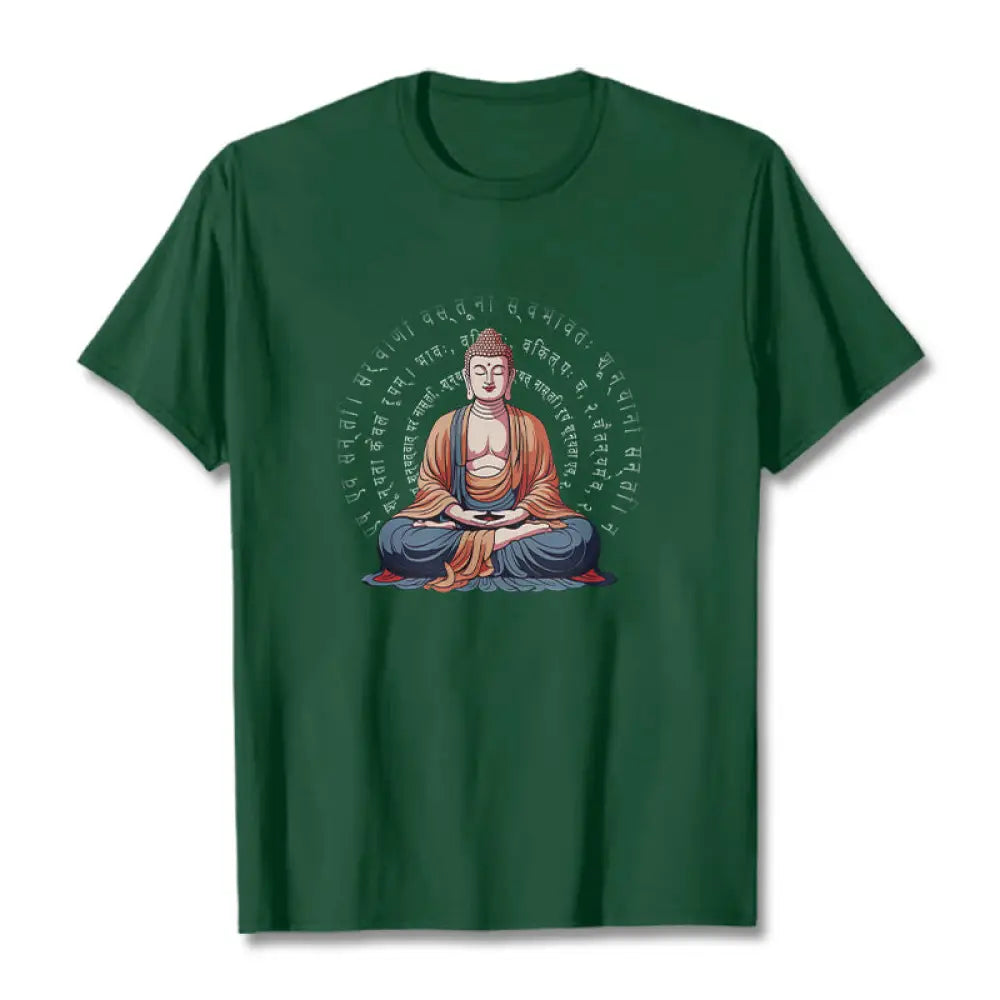 Buddha Stones Sanskrit Heart Sutra Form Is No Other Than Emptiness Tee T-shirt - ForestGreen / S - T-Shirts