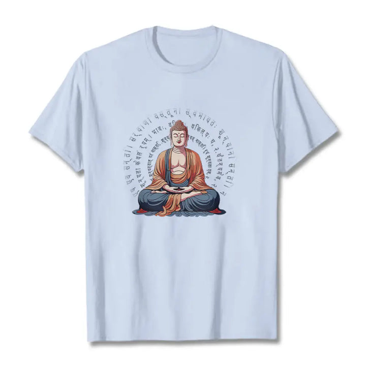 Buddha Stones Sanskrit Heart Sutra Form Is No Other Than Emptiness Tee T-shirt - LightCyan / S - T-Shirts