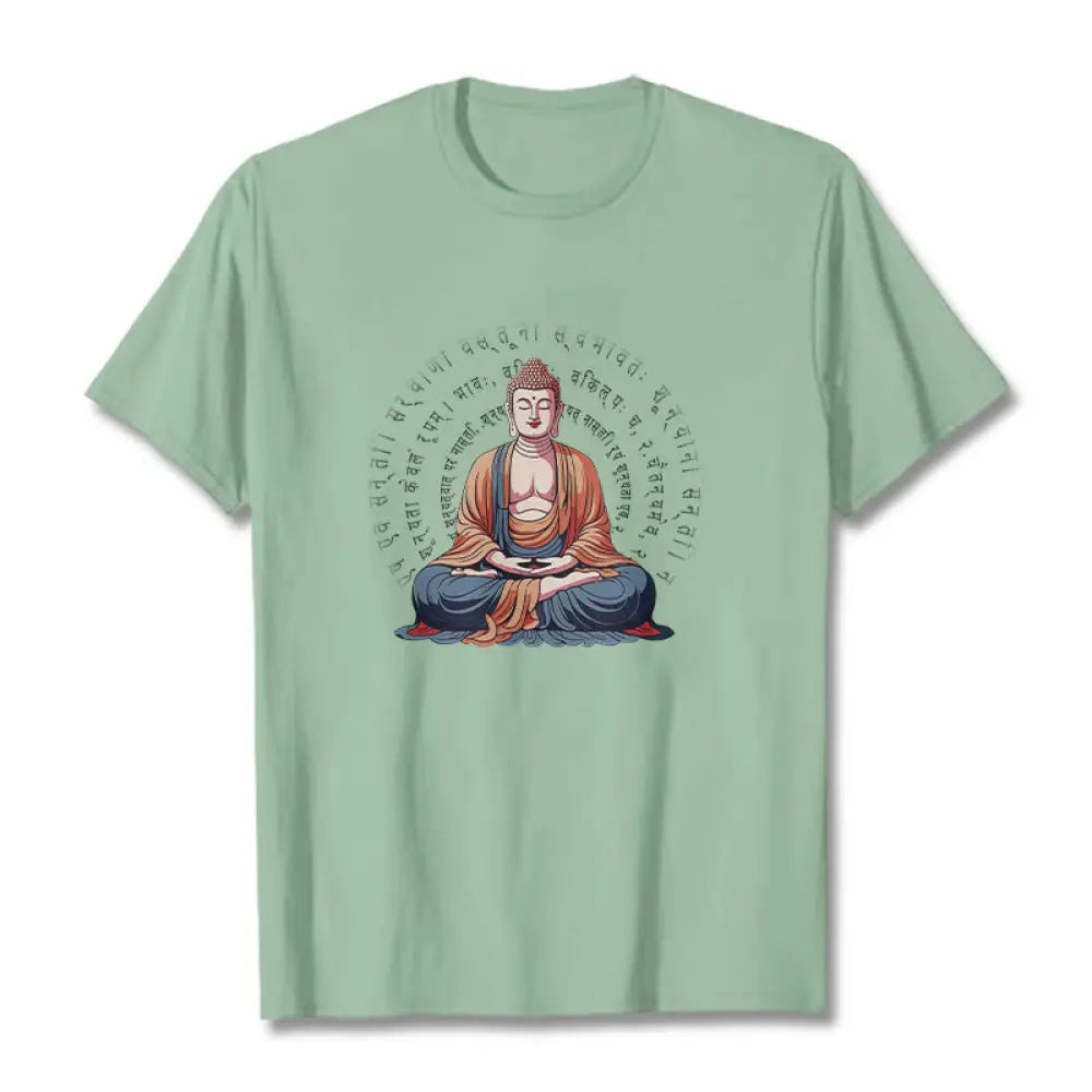 Buddha Stones Sanskrit Heart Sutra Form Is No Other Than Emptiness Tee T-shirt - PaleGreen / S - T-Shirts