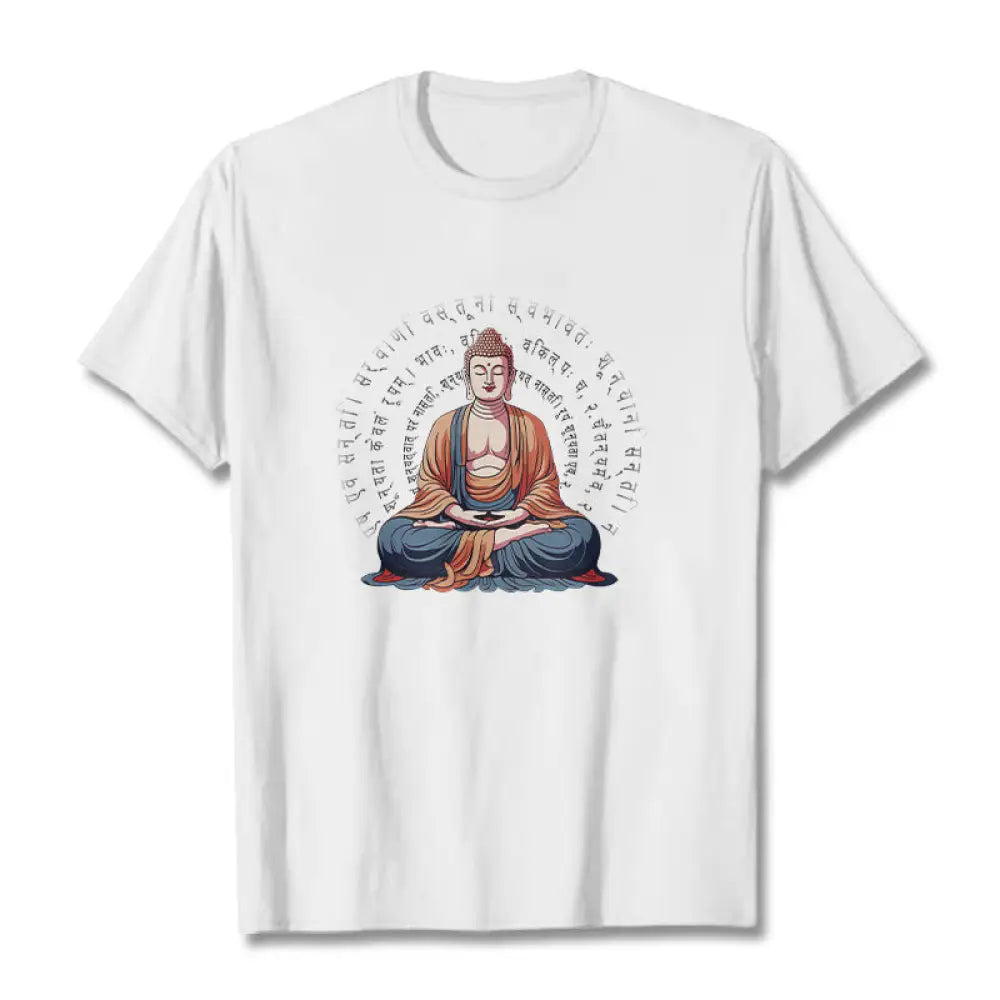 Buddha Stones Sanskrit Heart Sutra Form Is No Other Than Emptiness Tee T-shirt - White / S - T-Shirts