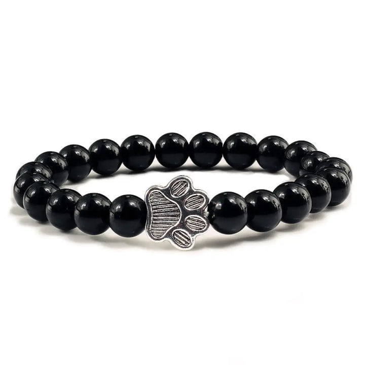 Buddha Stones “Save A Dog” Stone Bracelet - BWOOOH - Bright Black Beads - Bracelet