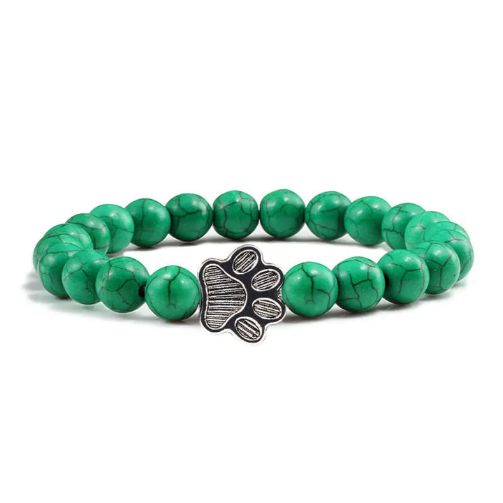 Buddha Stones “Save A Dog” Stone Bracelet - BWOOOH - Dark Green Beads - Bracelet
