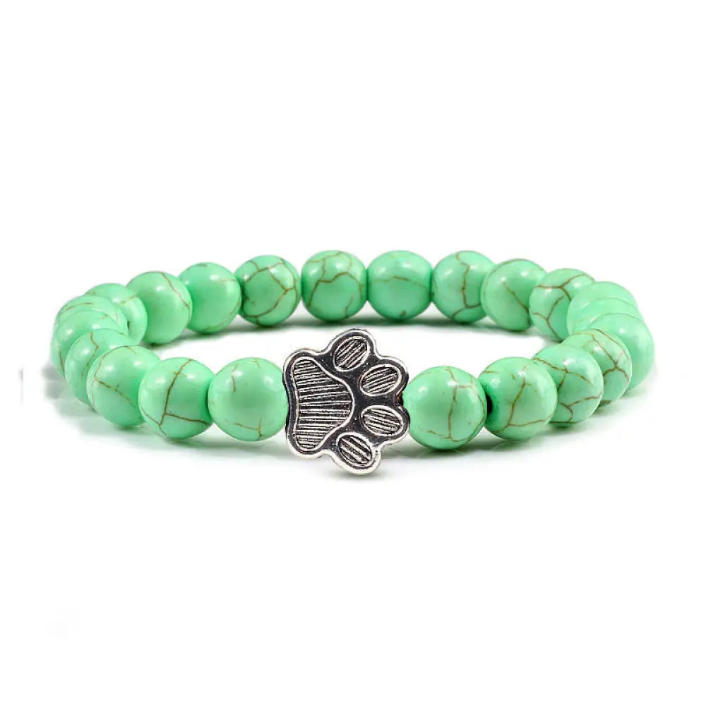 Buddha Stones “Save A Dog” Stone Bracelet - BWOOOH - Light Green Beads - Bracelet