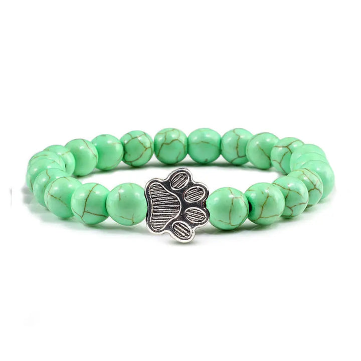 Buddha Stones “Save A Dog” Stone Bracelet - BWOOOH - Light Green Beads - Bracelet