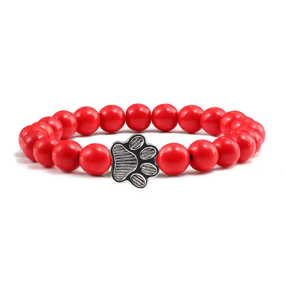 Buddha Stones “Save A Dog” Stone Bracelet - BWOOOH - Red Beads - Bracelet