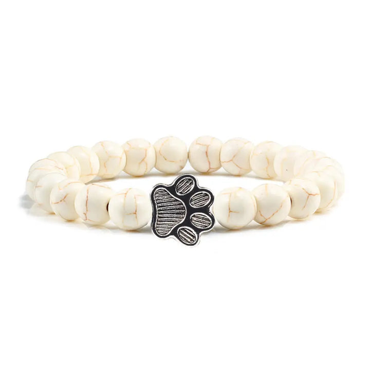 Buddha Stones “Save A Dog” Stone Bracelet - BWOOOH - White Beads - Bracelet