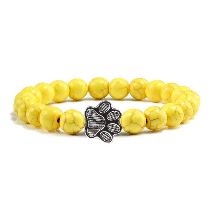 Buddha Stones “Save A Dog” Stone Bracelet - BWOOOH - Yellow Beads - Bracelet
