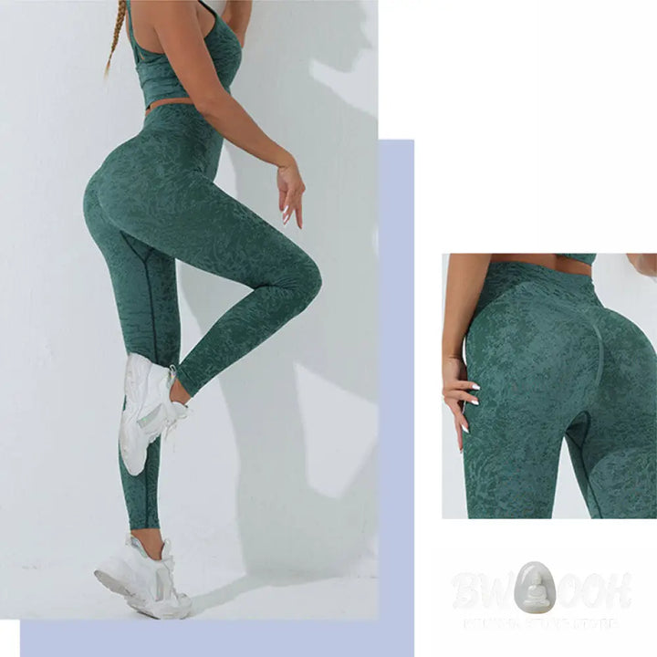 BWOOOH printed yoga leggings - Seamless Fitness Crop Tank Top High Wais