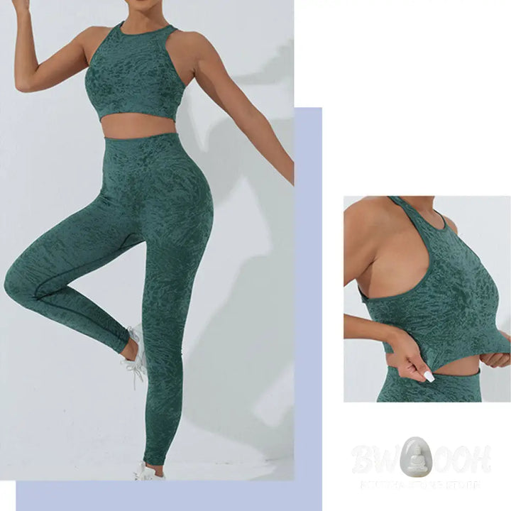 BWOOOH printed yoga leggings - Seamless Fitness Crop Tank Top High Wais