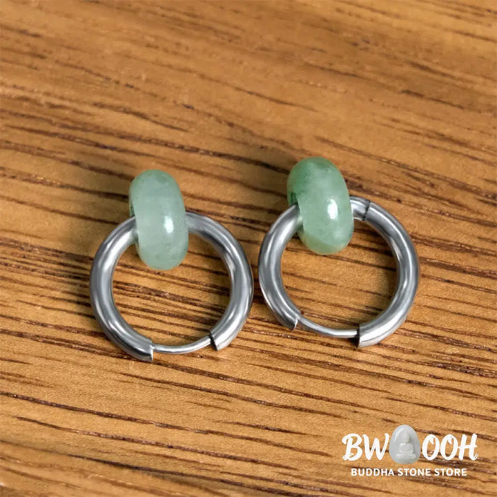 Buddha Stones ’Sending Calm and Elegance’Titanium Steel Jade Earrings Includes Gift Message Card - Earrings
