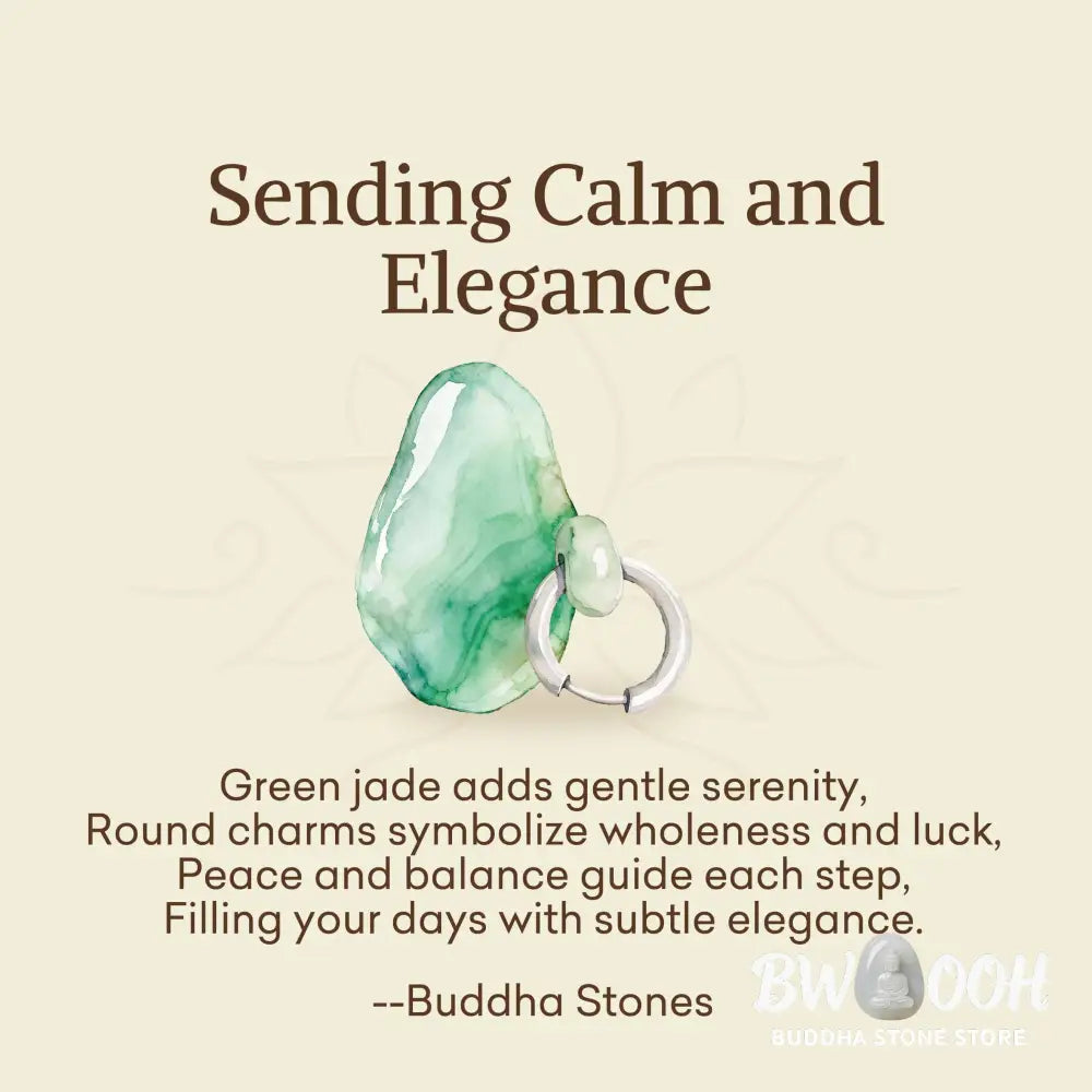 Buddha Stones ’Sending Calm and Elegance’Titanium Steel Jade Earrings Includes Gift Message Card - Earrings
