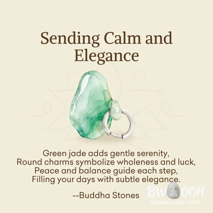 Buddha Stones ’Sending Calm and Elegance’Titanium Steel Jade Earrings Includes Gift Message Card - Earrings