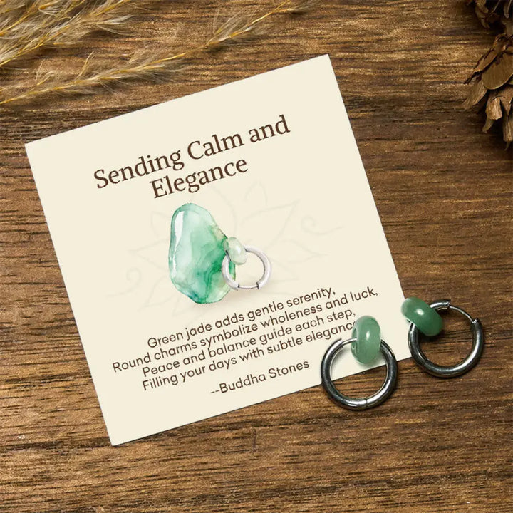 BWOOOH "Sending Calm and Elegance"Titanium Steel Jade Earrings Includes Gift Message Card — Jade jade bracelet for spiritu...