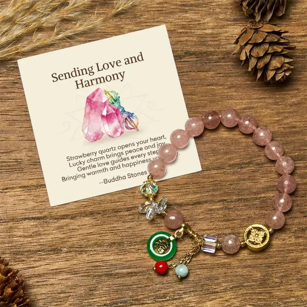 BWOOOH "Sending Love and Harmony"Strawberry Quartz Bracel