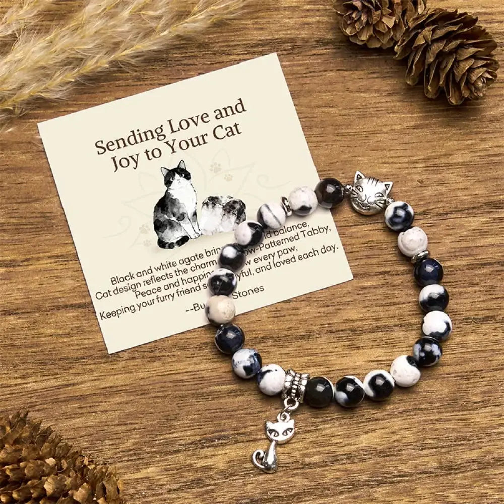 BWOOOH "Sending Love and Joy to Your Cat" Cat Agate Brace