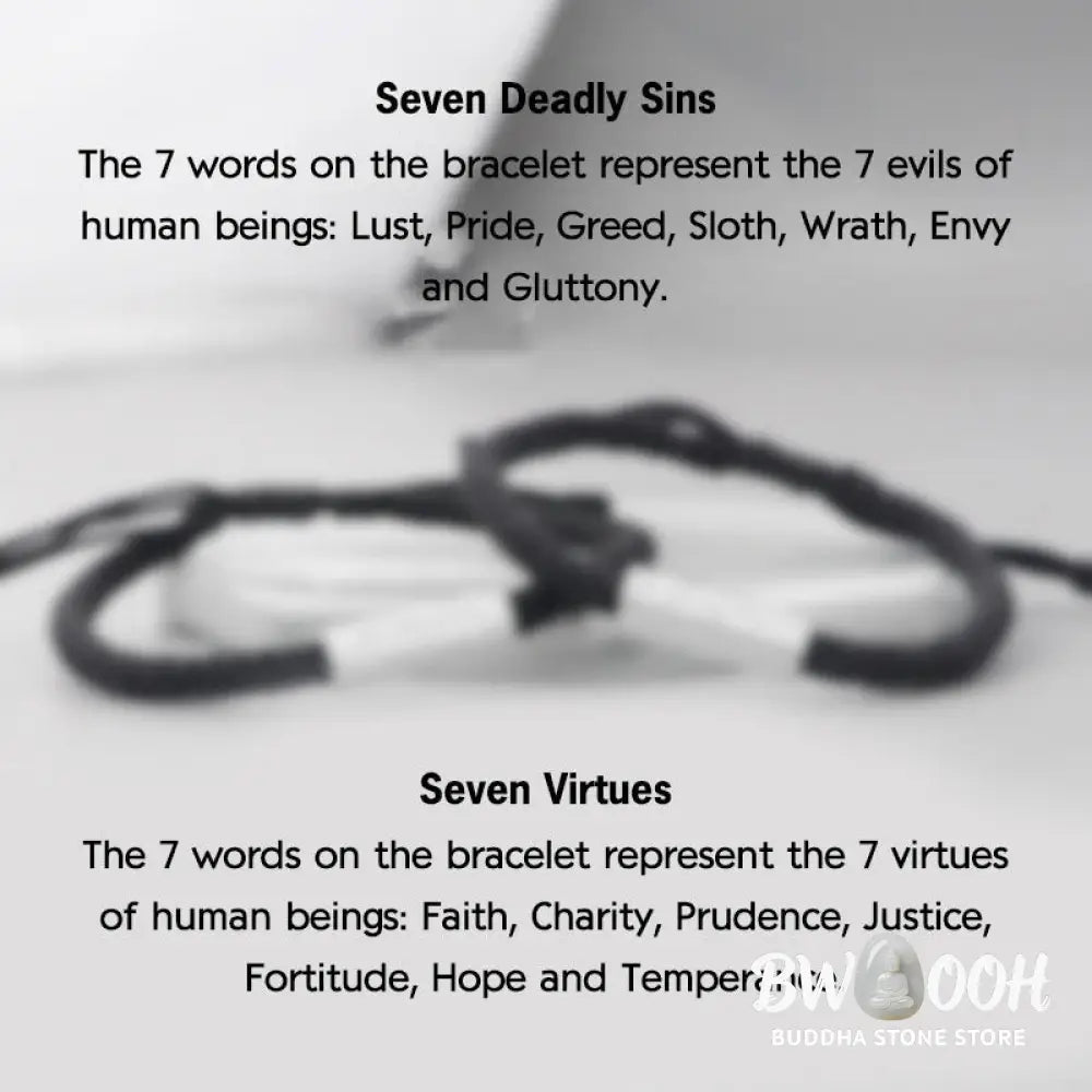 Buddha Stones Seven Deadly Sins Seven Virtues Braided String Bracelet - BWOOOH - Bracelet