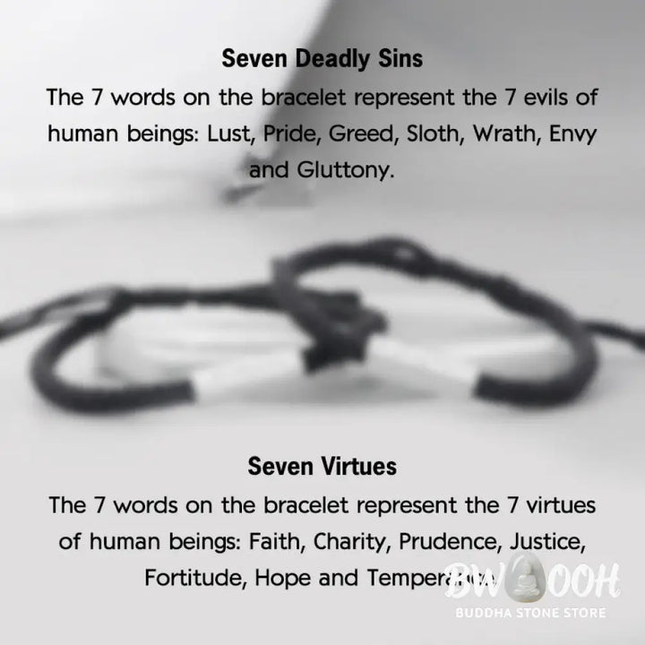 Buddha Stones Seven Deadly Sins Seven Virtues Braided String Bracelet - BWOOOH - Bracelet