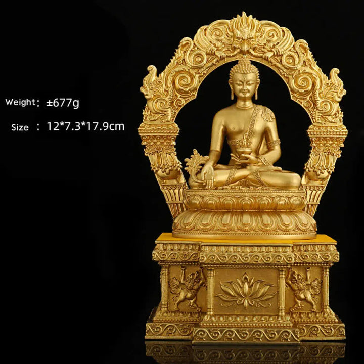 BWOOOH Shakyamuni Amitabha Medicine Buddha Figurine Serenity Copper Statue Home Decoration - Decorations