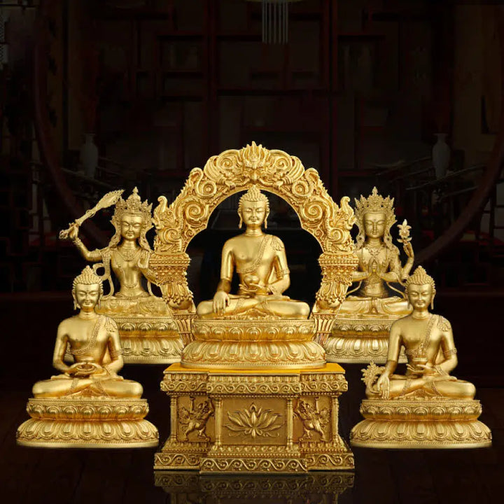 BWOOOH Shakyamuni Amitabha Medicine Buddha Figurine Serenity Copper Statue Home Decoration - Decorations