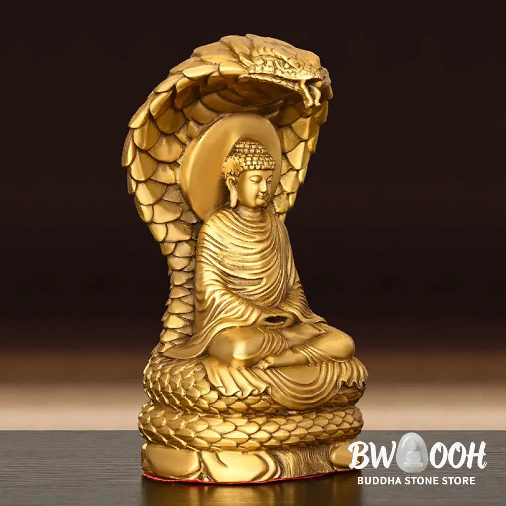 BWOOOH Buddha Shakyamuni Snake Figurine Serenity Copper Statue Home Offering Decoration - 11*9*18.5cm