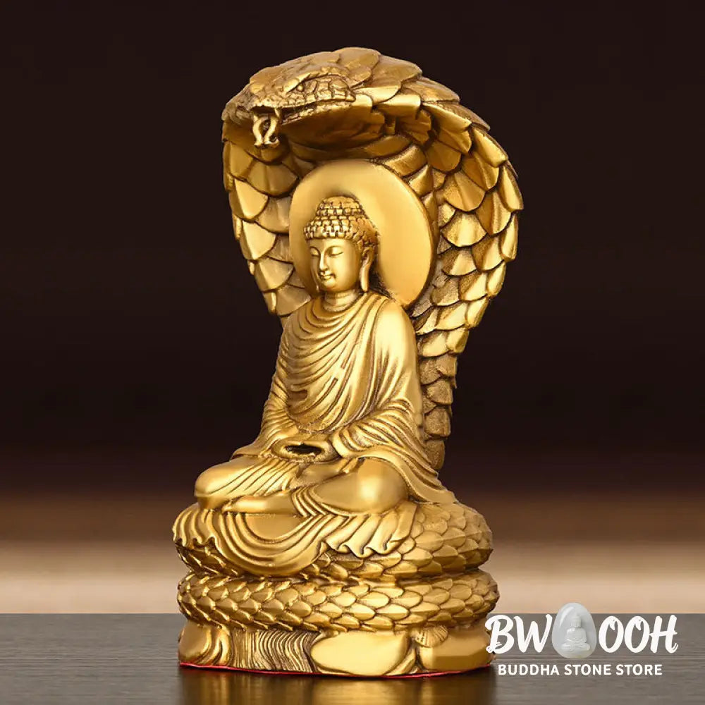BWOOOH Buddha Shakyamuni Snake Figurine Serenity Copper Statue Home Offering Decoration - 11*9*18.5cm