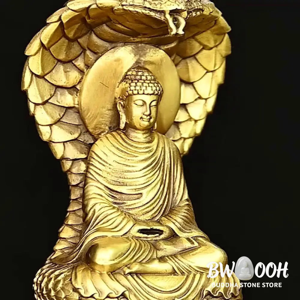 BWOOOH Buddha Shakyamuni Snake Figurine Serenity Copper Statue Home Offering Decoration - 11*9*18.5cm