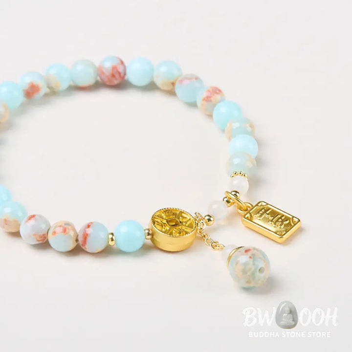 Buddha Stones Shoushan Stone Copper Coin Money From All Directions Wealth Bracelet - BWOOOH - Shoushan Stone(Wrist