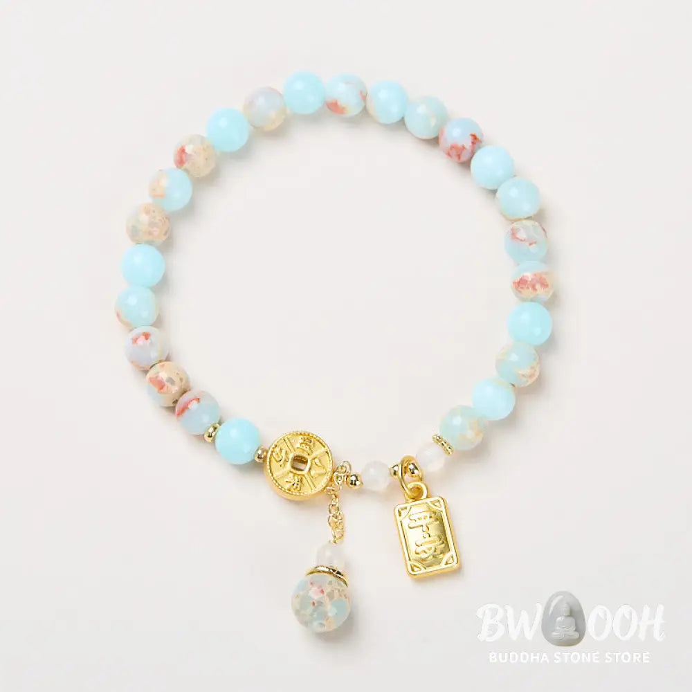 Buddha Stones Shoushan Stone Copper Coin Money From All Directions Wealth Bracelet - BWOOOH - Shoushan Stone(Wrist
