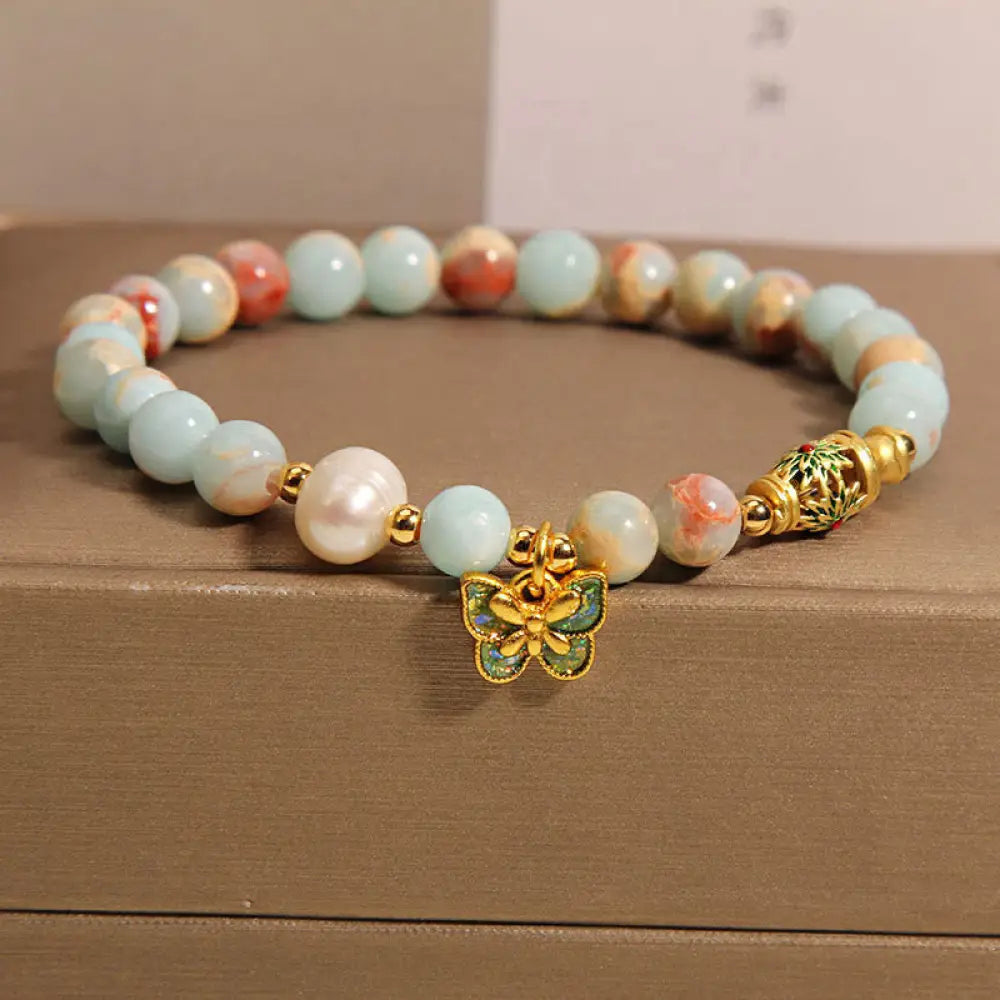 BWOOOH Shoushan Stone Pearl Butterfly Wealth Bracelet - BWOOOH - Shoushan Stone(Wrist Circumference: 14-17cm)
