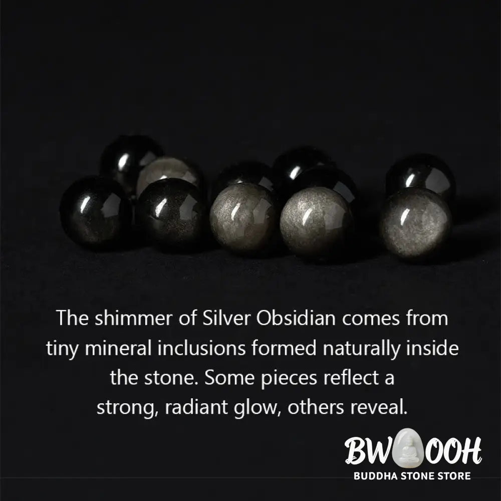 BWOOOH Silver Sheen Obsidian Lava Rock Grey Jasper Om Man