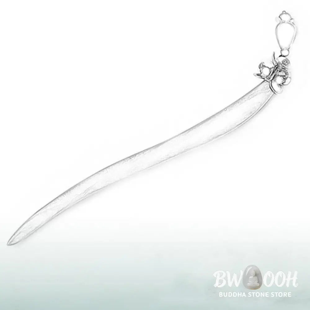 Buddha Stones Silver Tassel Green Sandalwood Soothing Hairpin - Green Sandalwood Hairpin - Hairpin