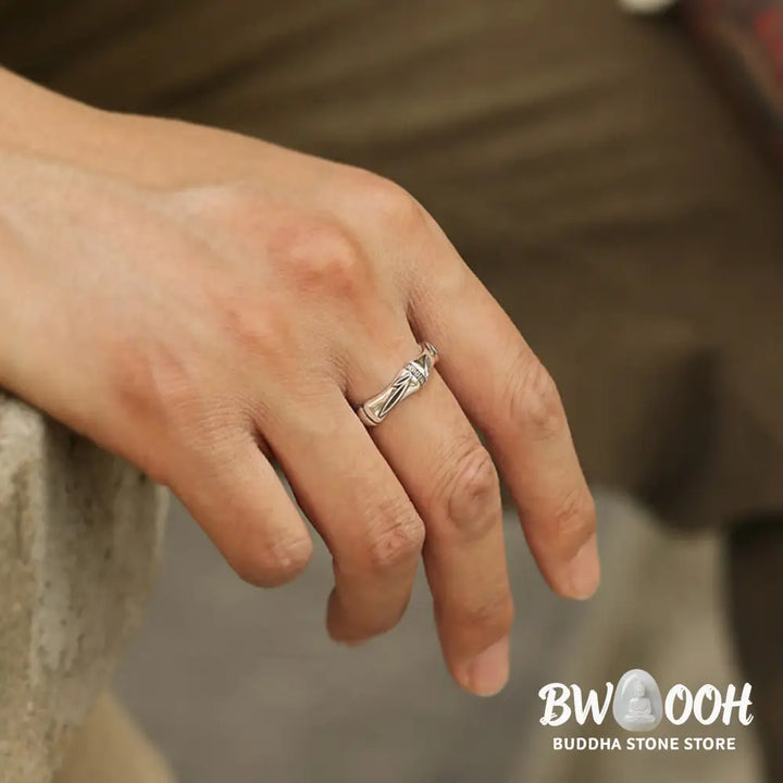 Buddha Stones Simple Bamboo Design Copper Luck Wealth Adjustable Ring - BWOOOH - Bamboo Design - Ring