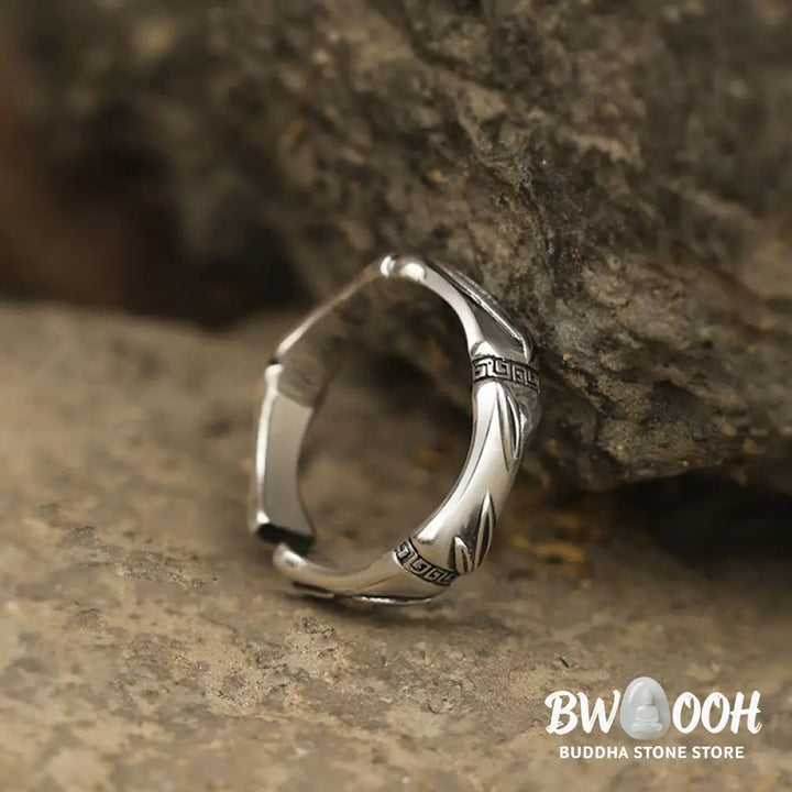 Buddha Stones Simple Bamboo Design Copper Luck Wealth Adjustable Ring - BWOOOH - Bamboo Design - Ring