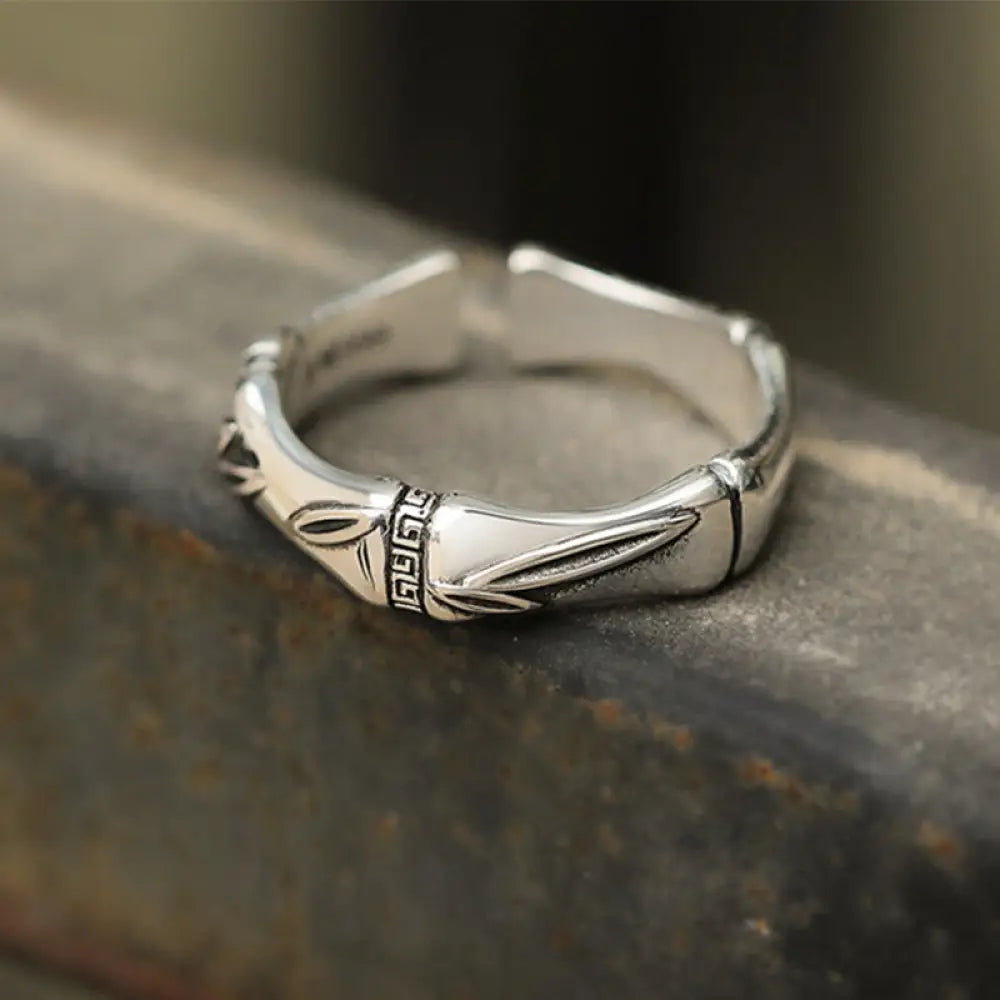 BWOOOH Simple Bamboo Design Copper Luck Wealth Adjustable Ring — Copper spiritual jewelry for spiritual healing and mindfu...