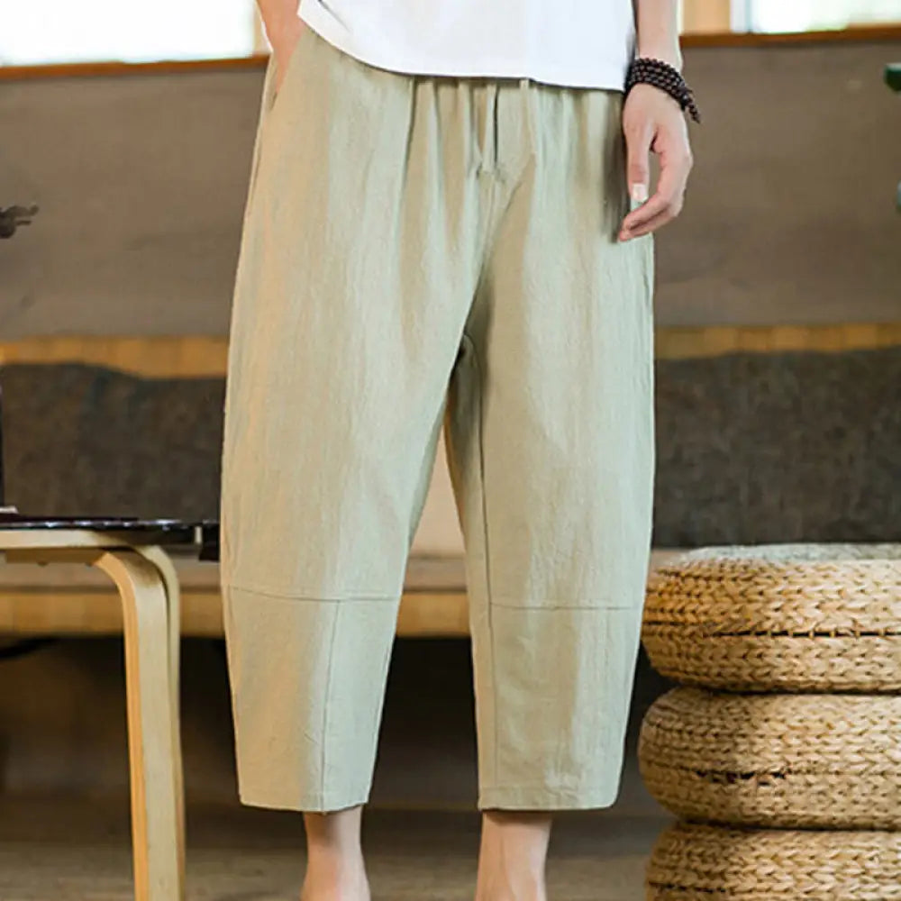 BWOOOH printed harem pants - Simple Design Drawstring Cotton Linen Me