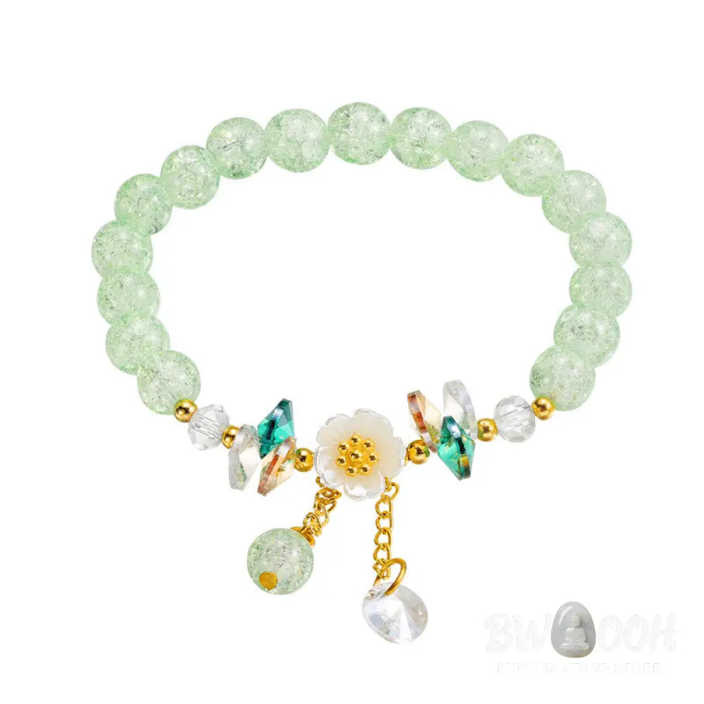 Buddha Stones Simple Design Flower Charm Glass Bead Bracelet - BWOOOH - Bracelet