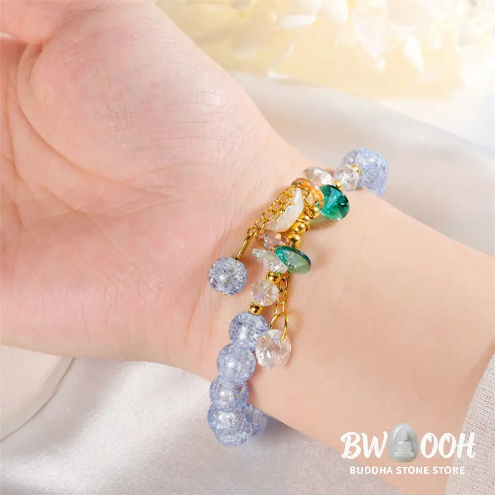 Buddha Stones Simple Design Flower Charm Glass Bead Bracelet - BWOOOH - Bracelet