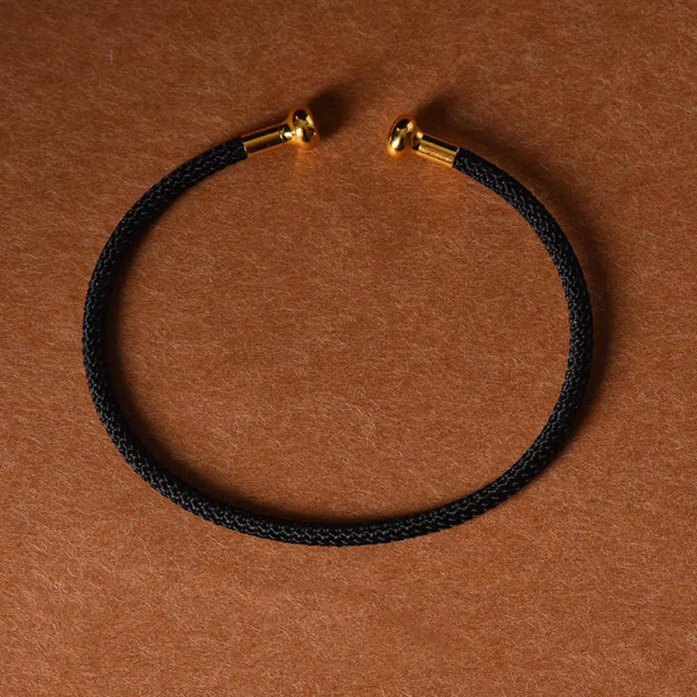 Buddha Stones Simple Design Handmade Luck Braid String Cuff Bracelet - BWOOOH - Black - Bracelet