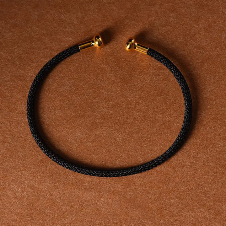 Buddha Stones Simple Design Handmade Luck Braid String Cuff Bracelet - BWOOOH - Black - Bracelet