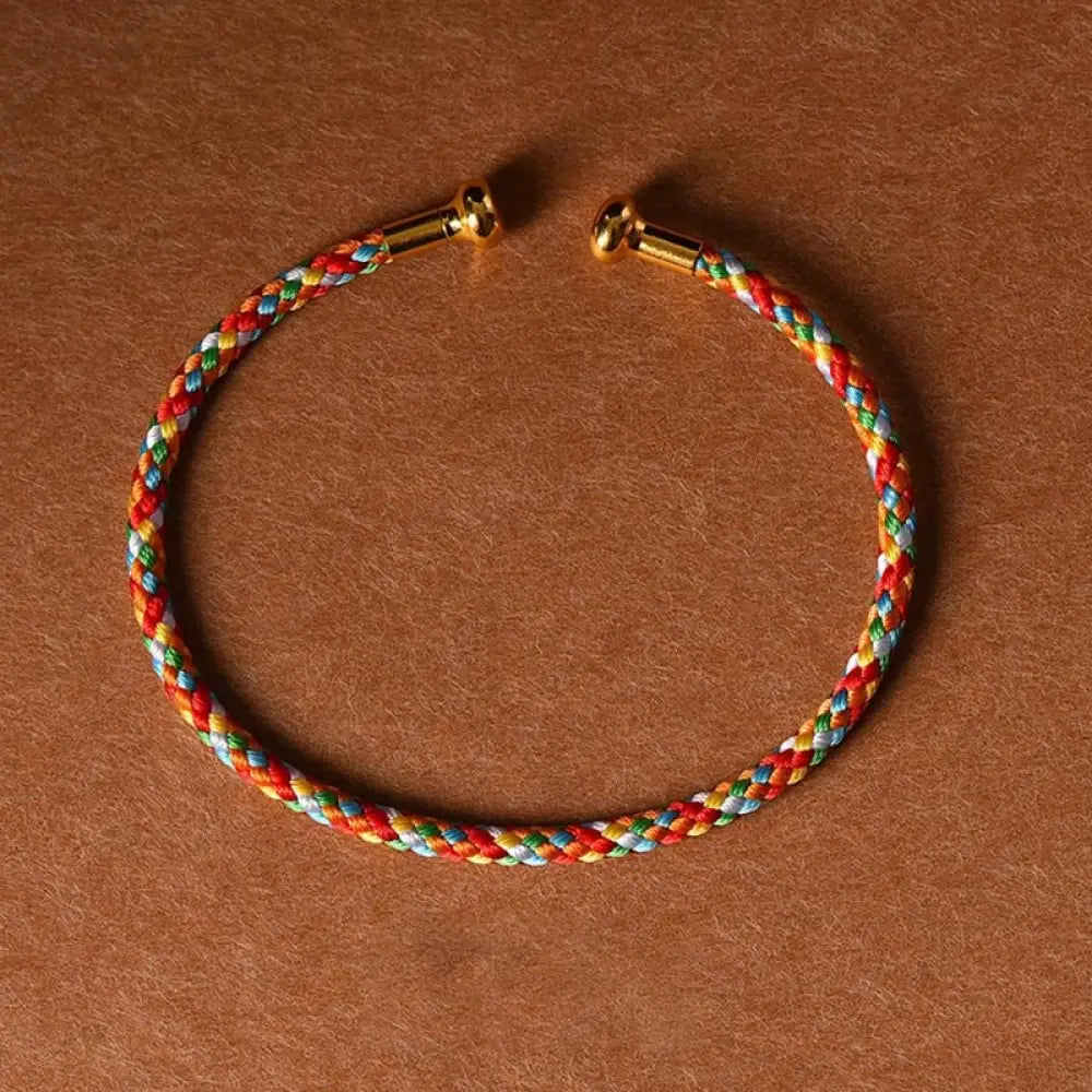 Buddha Stones Simple Design Handmade Luck Braid String Cuff Bracelet - BWOOOH - Colorful - Bracelet