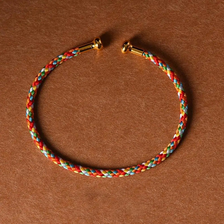 Buddha Stones Simple Design Handmade Luck Braid String Cuff Bracelet - BWOOOH - Colorful - Bracelet