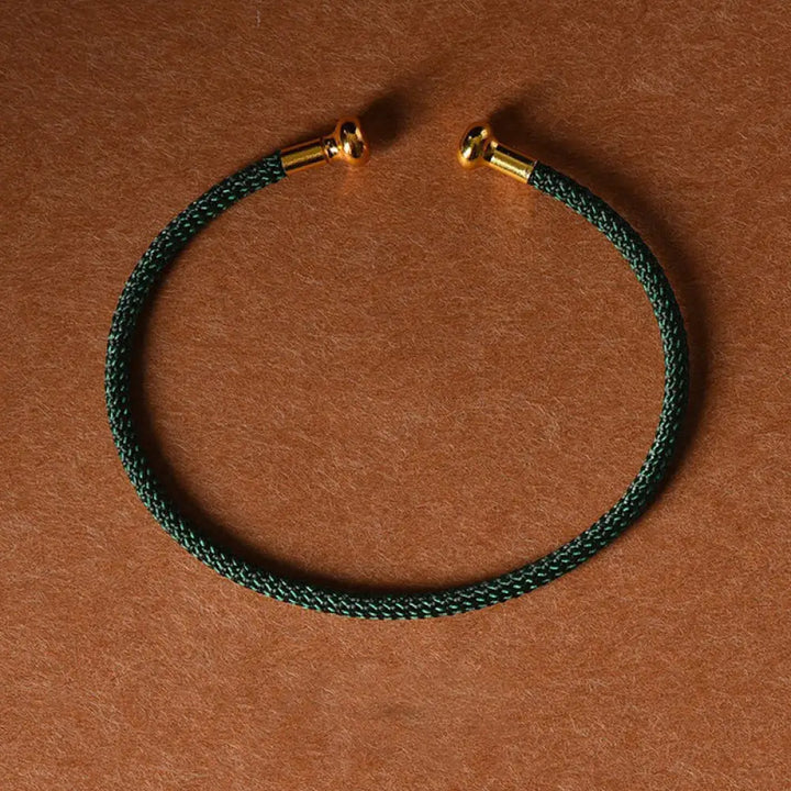 Buddha Stones Simple Design Handmade Luck Braid String Cuff Bracelet - BWOOOH - Dark Green - Bracelet