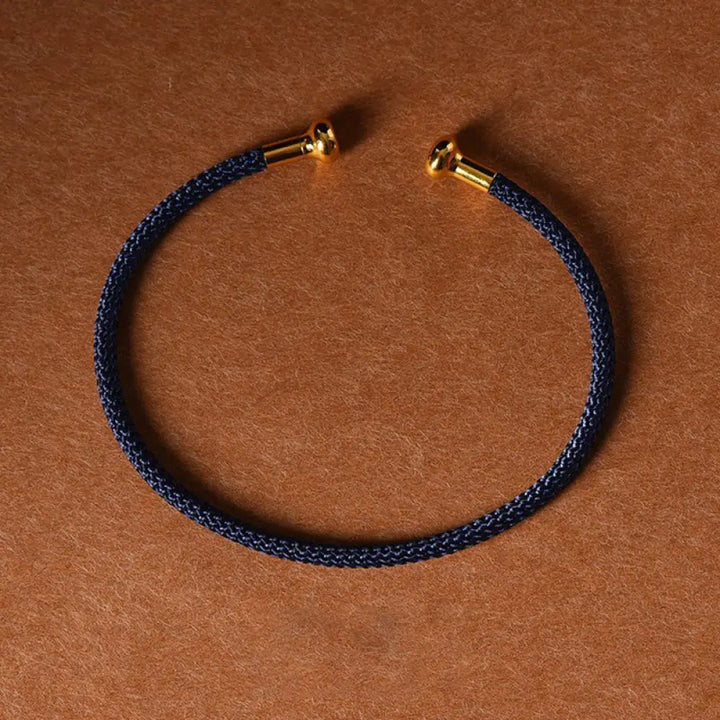 Buddha Stones Simple Design Handmade Luck Braid String Cuff Bracelet - BWOOOH - DarkBlue - Bracelet