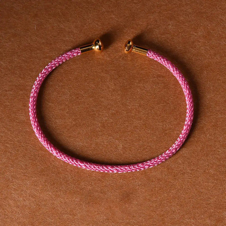 Buddha Stones Simple Design Handmade Luck Braid String Cuff Bracelet - BWOOOH - DeepPink - Bracelet