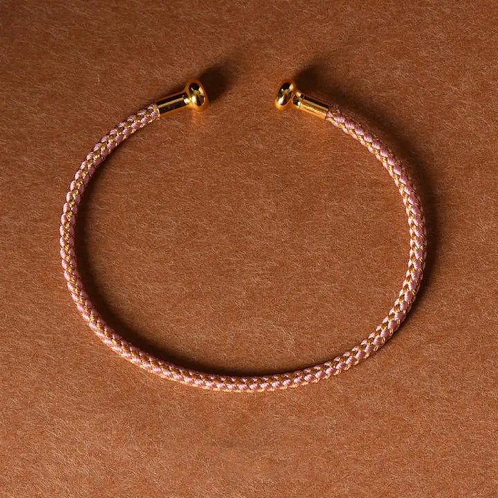 Buddha Stones Simple Design Handmade Luck Braid String Cuff Bracelet - BWOOOH - Light Pink - Bracelet