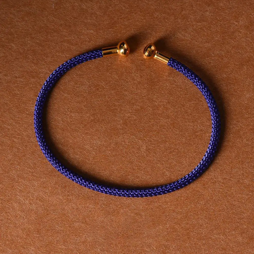 Buddha Stones Simple Design Handmade Luck Braid String Cuff Bracelet - BWOOOH - MidnightBlue - Bracelet