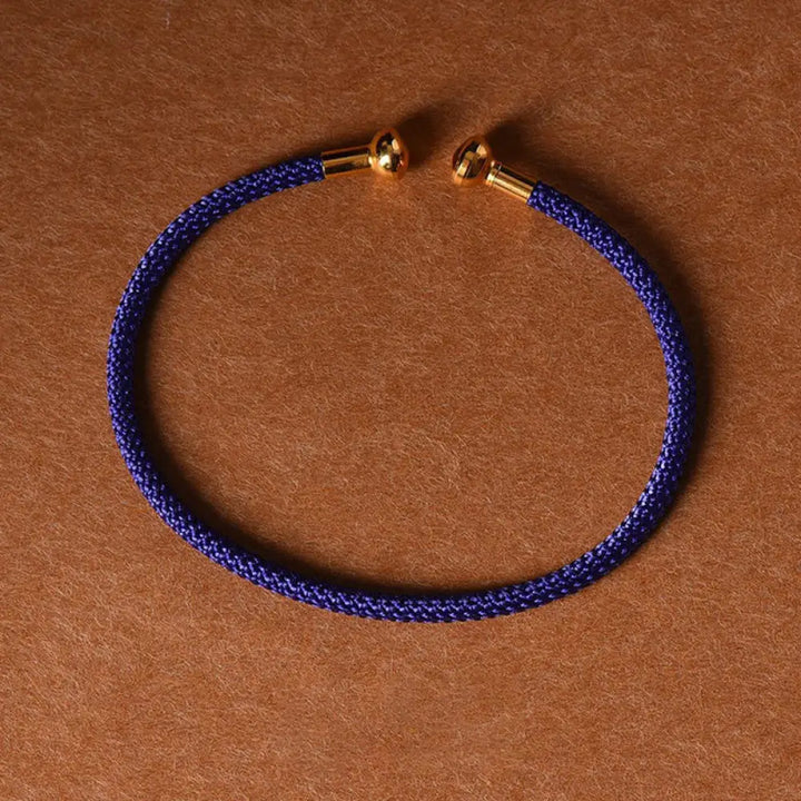 Buddha Stones Simple Design Handmade Luck Braid String Cuff Bracelet - BWOOOH - MidnightBlue - Bracelet