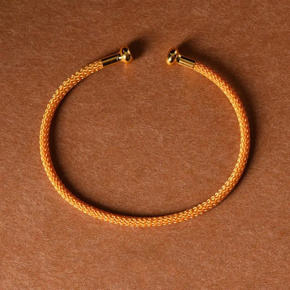 Buddha Stones Simple Design Handmade Luck Braid String Cuff Bracelet - BWOOOH - Orange - Bracelet
