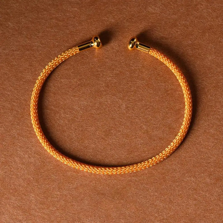 Buddha Stones Simple Design Handmade Luck Braid String Cuff Bracelet - BWOOOH - Orange - Bracelet