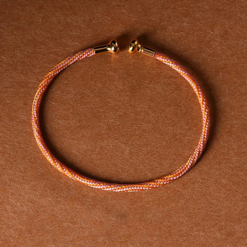 Buddha Stones Simple Design Handmade Luck Braid String Cuff Bracelet - BWOOOH - Pink Orange - Bracelet